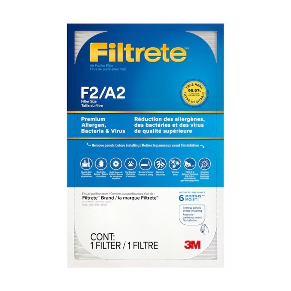 Filtrete F2 Premium Allergen Bacteria Virus Air Purifier Filter New
